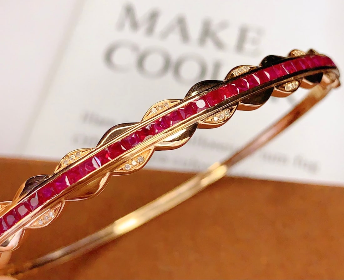 18K Gold Ruby Bracelet with Diamonds, Total 6.73g, 3.8ct Ruby - 4