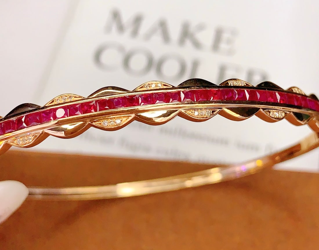 18K Gold Ruby Bracelet with Diamonds, Total 6.73g, 3.8ct Ruby - 5