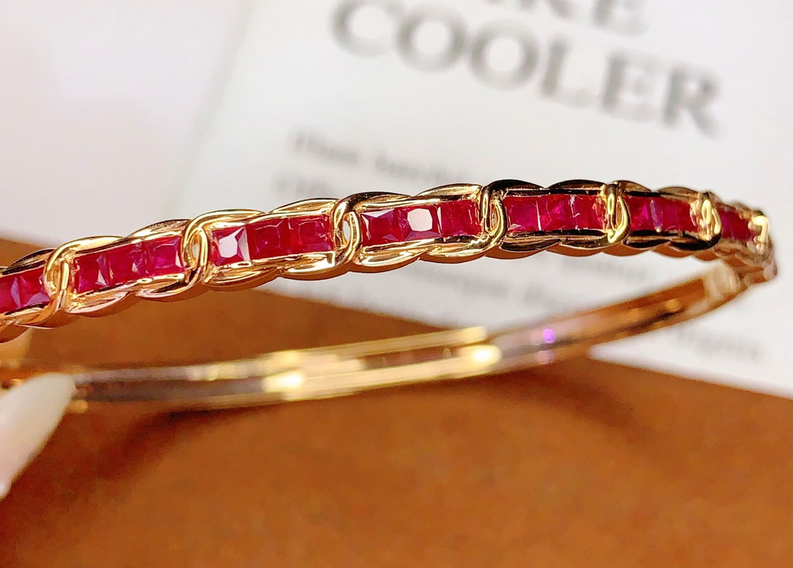 18K Gold Ruby Bracelet, Total 8g, 3.8ct Ruby - 2