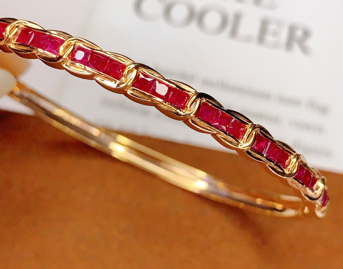 18K Gold Ruby Bracelet, Total 8g, 3.8ct Ruby - 3