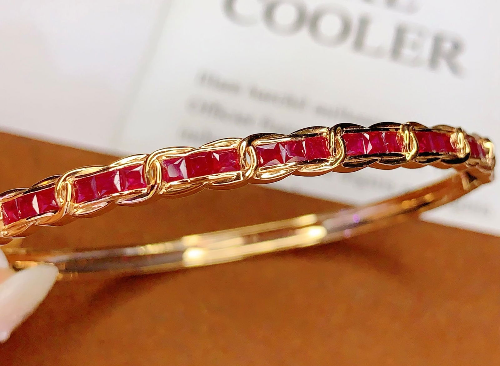 18K Gold Ruby Bracelet, Total 8g, 3.8ct Ruby - 5