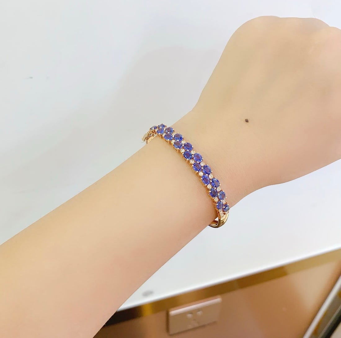 18K Gold Sapphire Bracelet with Diamonds, Total 8.53g, 7.8ct Sapphire (1 of 6)