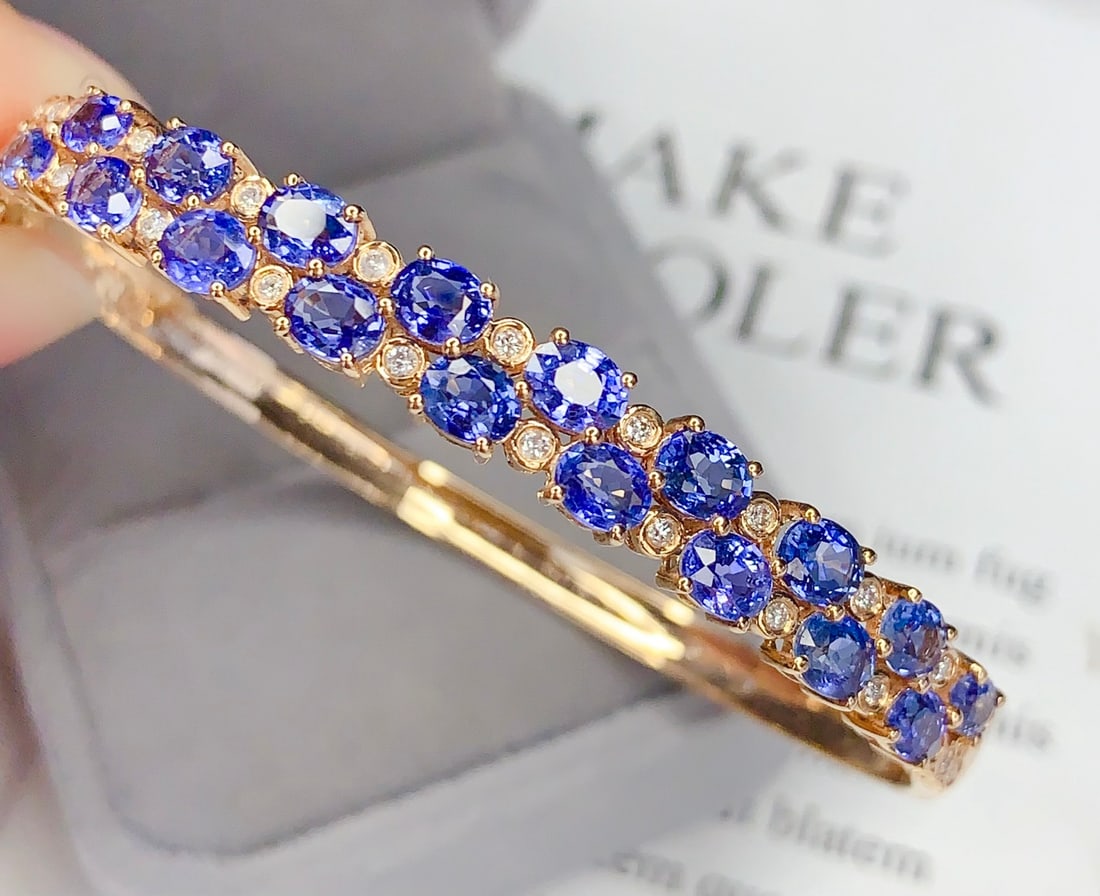18K Gold Sapphire Bracelet with Diamonds, Total 8.53g, 7.8ct Sapphire - 4