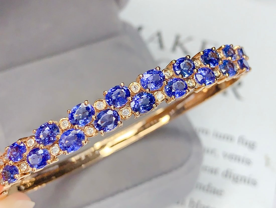 18K Gold Sapphire Bracelet with Diamonds, Total 8.53g, 7.8ct Sapphire - 5