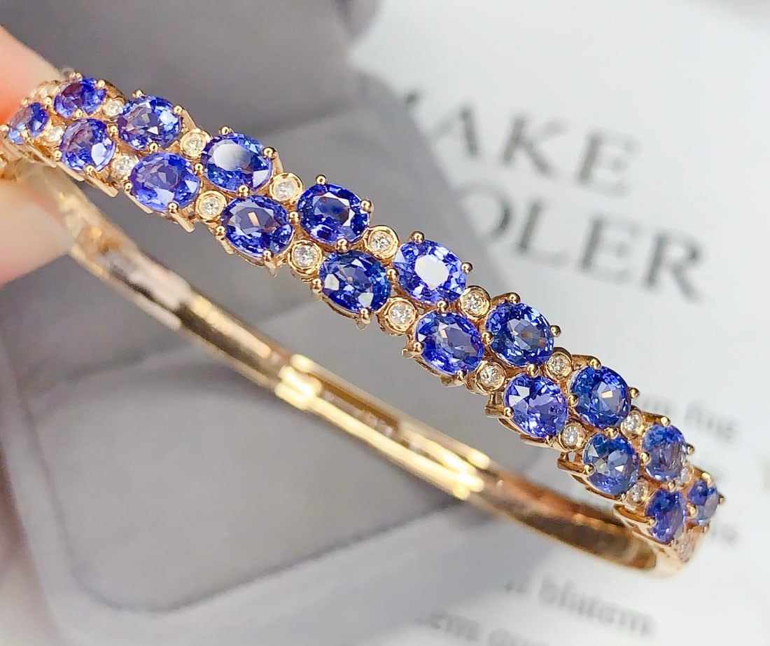 18K Gold Sapphire Bracelet with Diamonds, Total 8.53g, 7.8ct Sapphire - 6