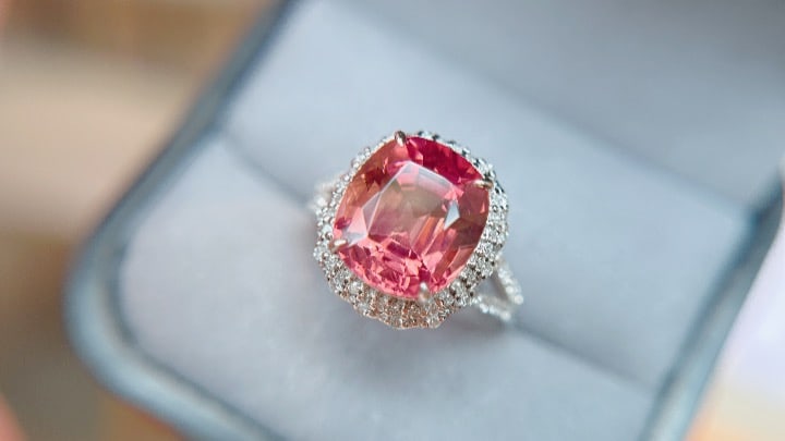 18K Gold Tourmaline Ring with Diamonds, Total 4.55g, 5.1ct Tourmaline - 3