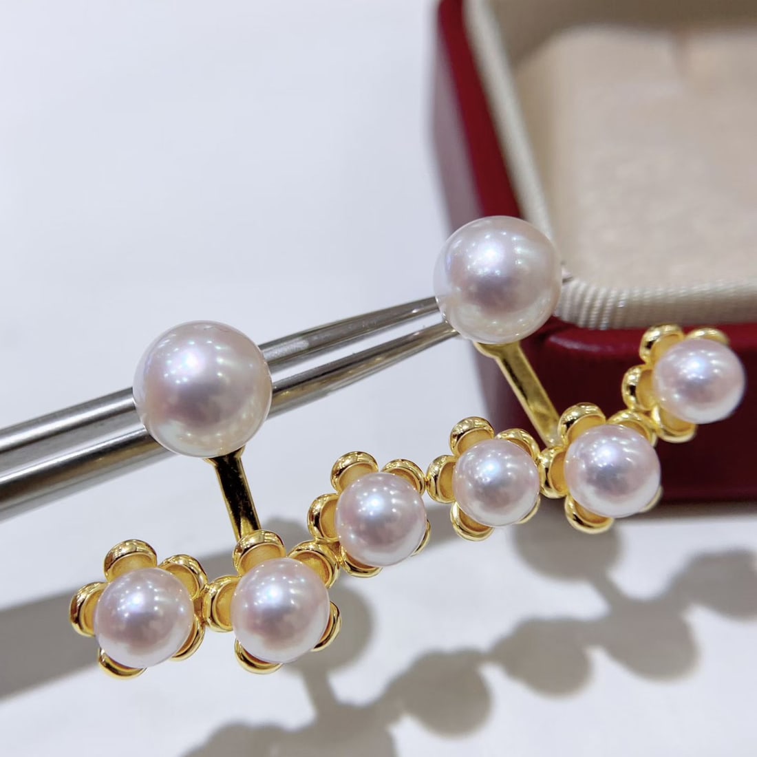 Akoya Pearl Earrings, 5.5-8.5mm, Pink Sakura Iridescent - 2