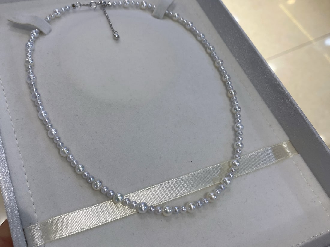 Natural Pearl Necklace, 3-6mm, Aurora Iridescent - 3