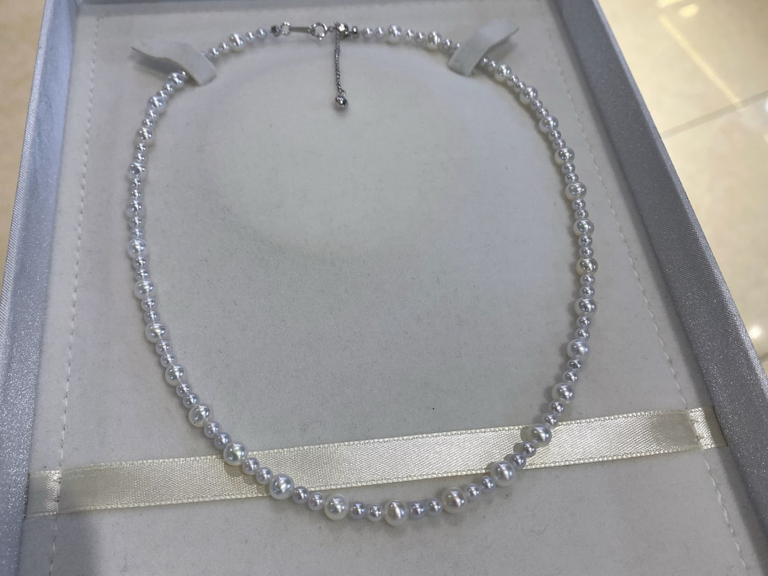 Natural Pearl Necklace, 3-6mm, Aurora Iridescent - 4