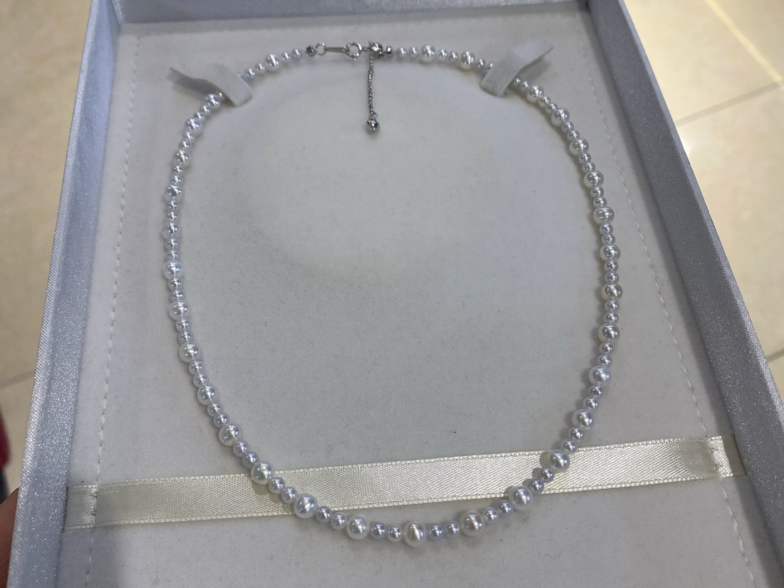 Natural Pearl Necklace, 3-6mm, Aurora Iridescent - 6