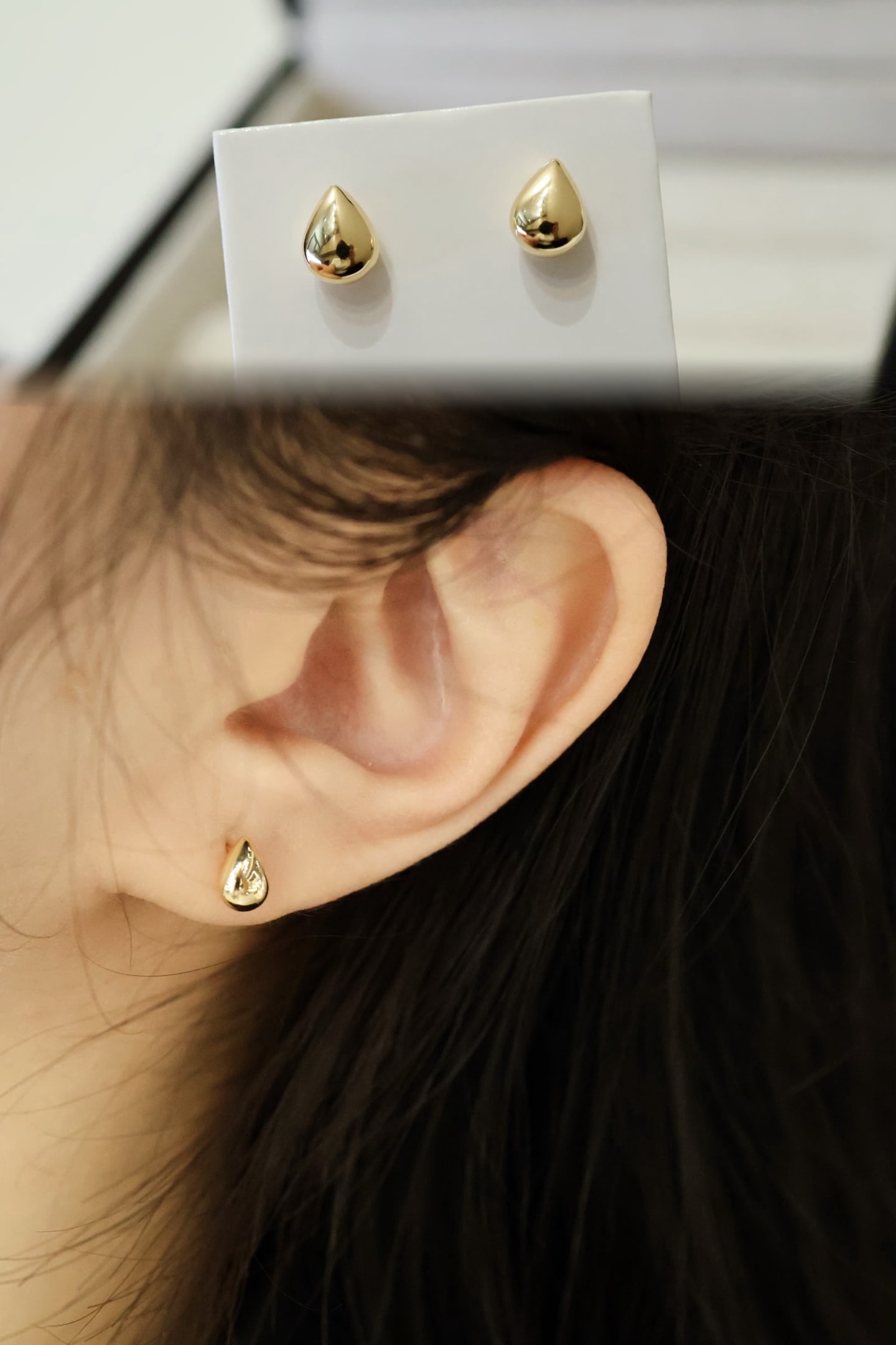 18K Gold Stud Earrings, 5mm, Drop, Bean, and Ball Designs - 5