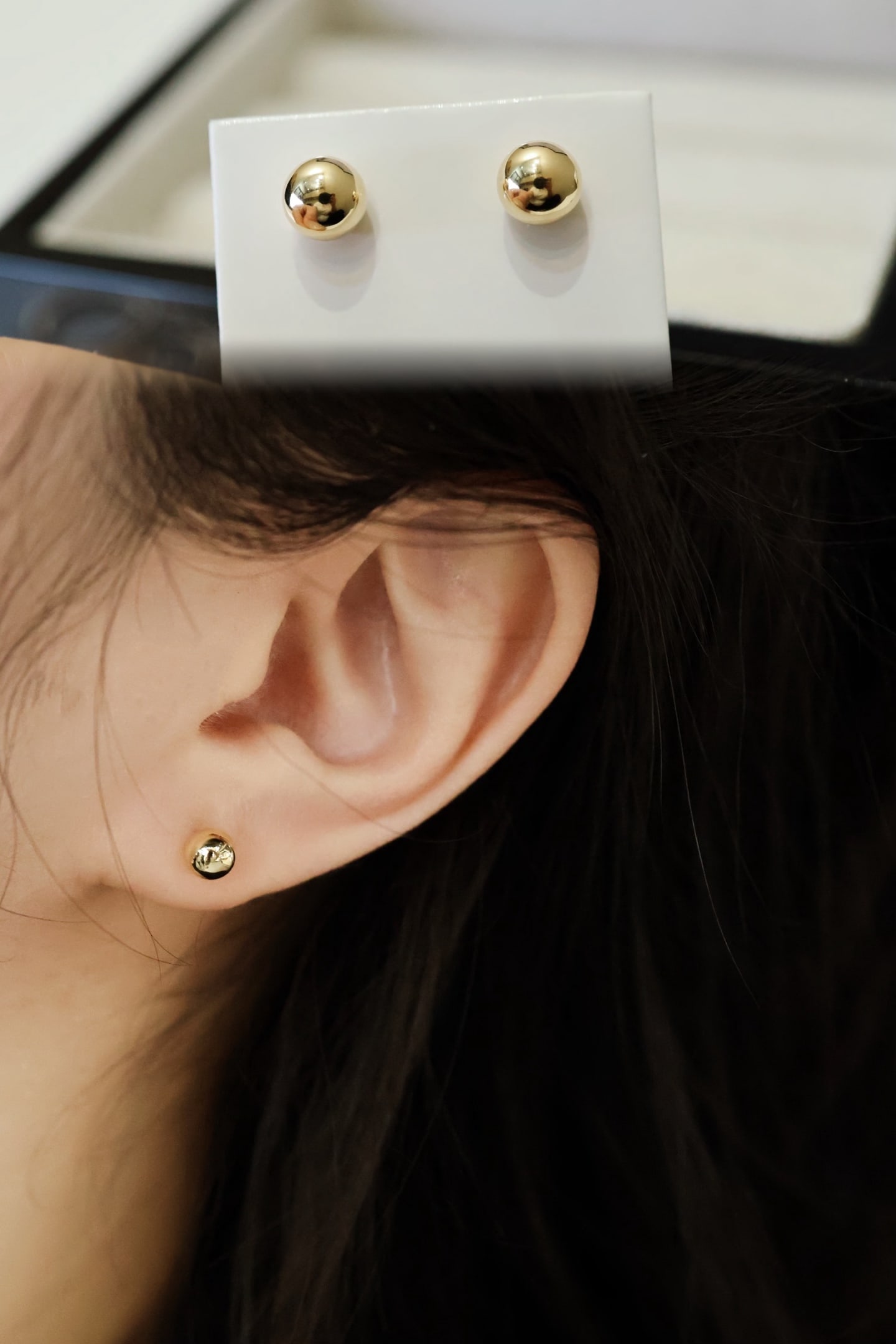 18K Gold Stud Earrings, 5mm, Drop, Bean, and Ball Designs - 6