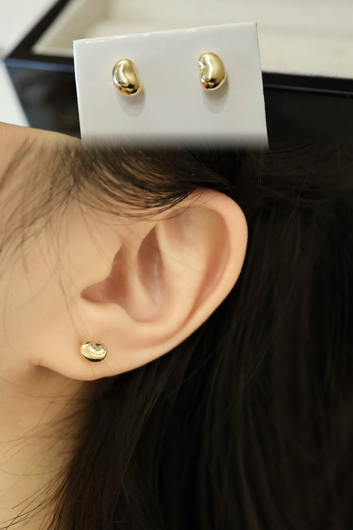 18K Gold Stud Earrings, 5mm, Drop, Bean, and Ball Designs - 7