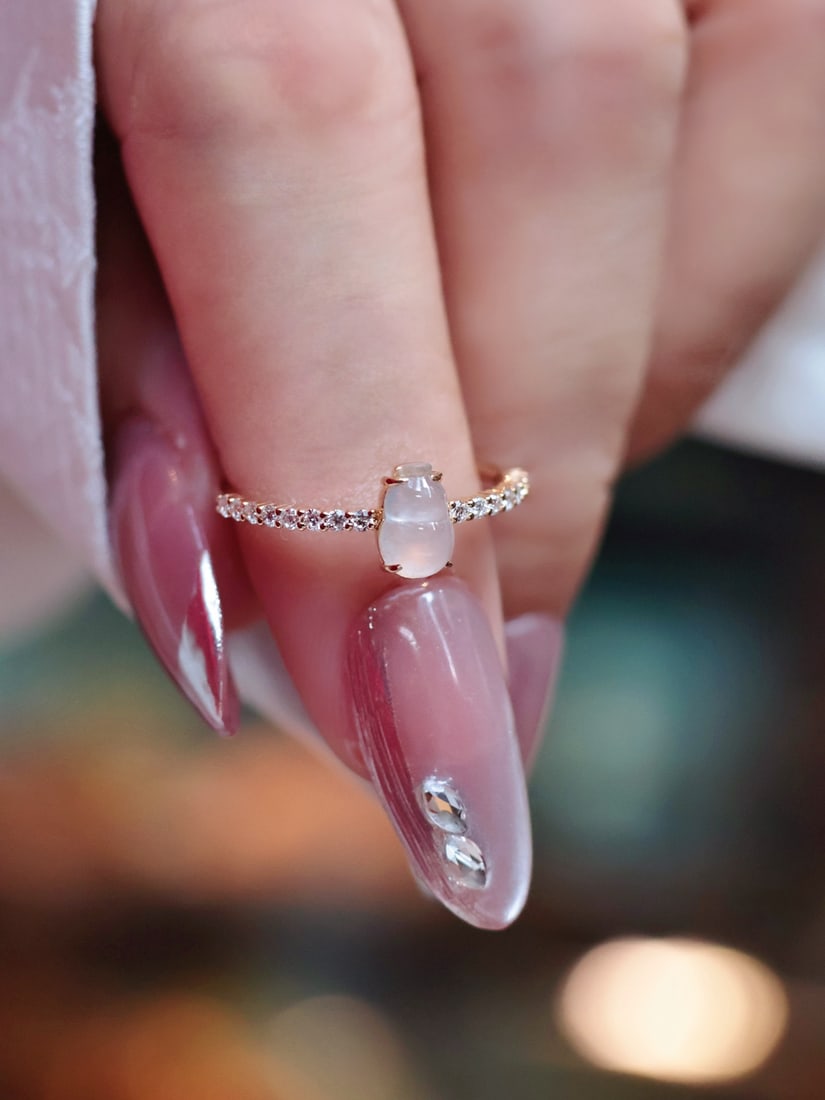 18K Gold Jadeite Gourd Ring - 2