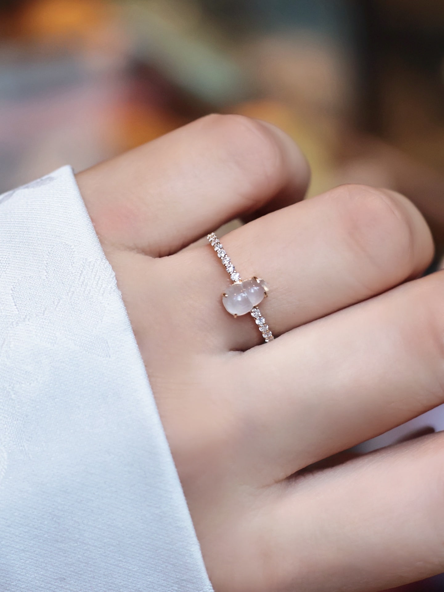 18K Gold Jadeite Gourd Ring - 6