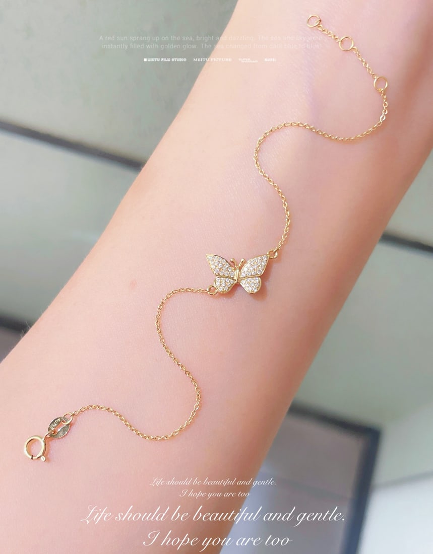 18K Gold Diamond Butterfly Bracelet - 4