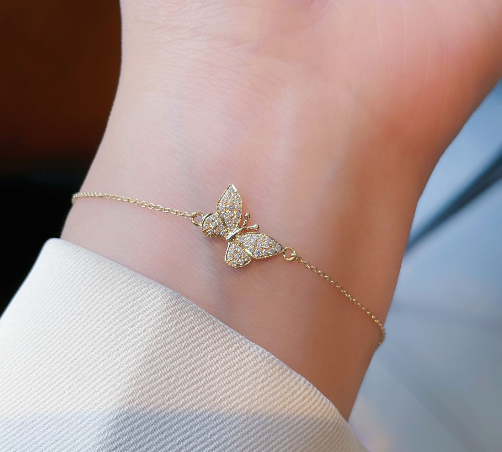 18K Gold Diamond Butterfly Bracelet - 5