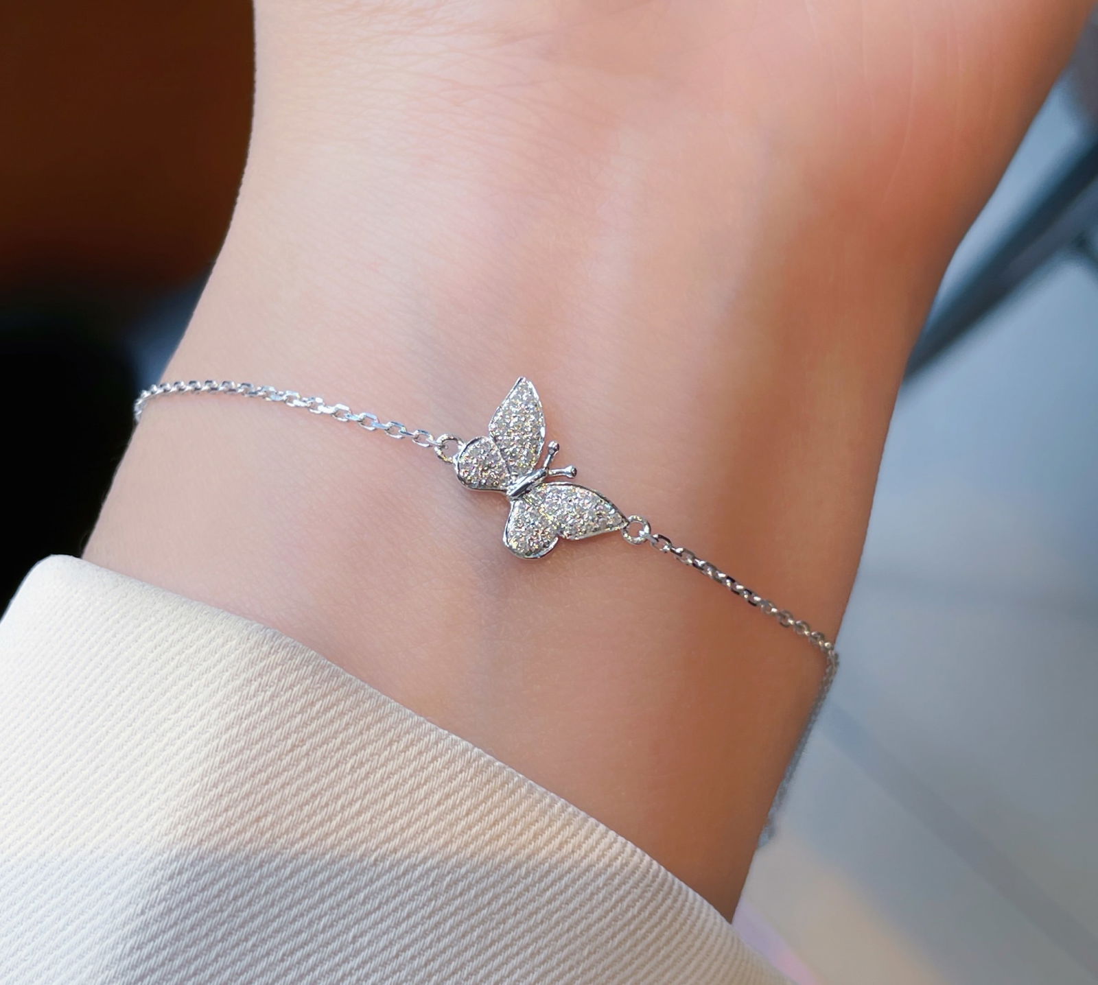 18K Gold Diamond Butterfly Bracelet - 6
