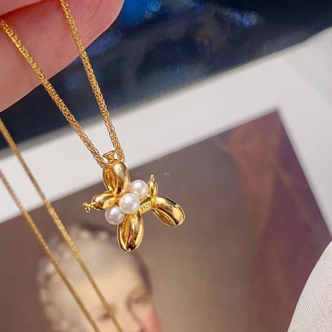 Sterling Silver Pendant with 5 Freshwater Akoya Pearls, 3-3.5mm - 2