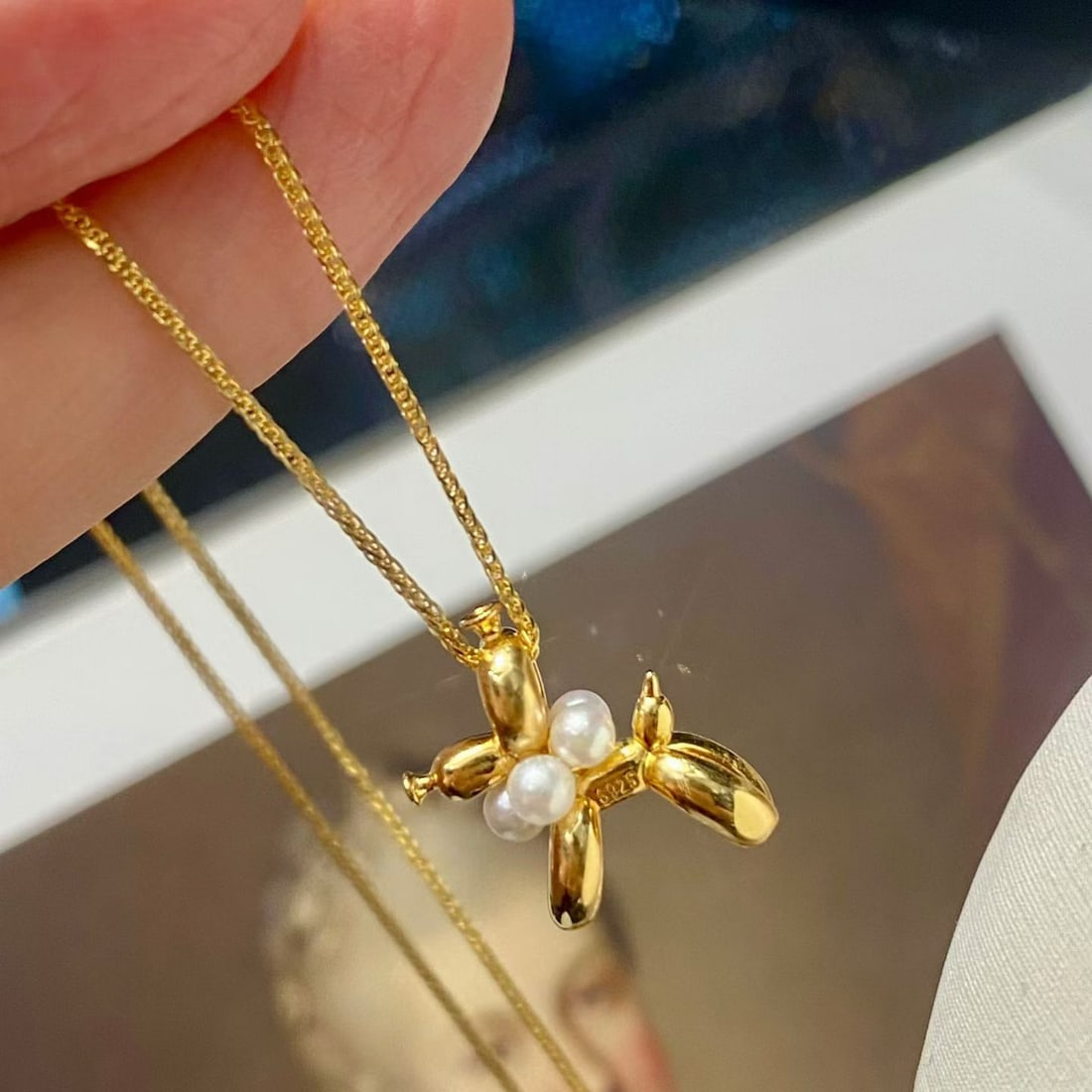 Sterling Silver Pendant with 5 Freshwater Akoya Pearls, 3-3.5mm - 5