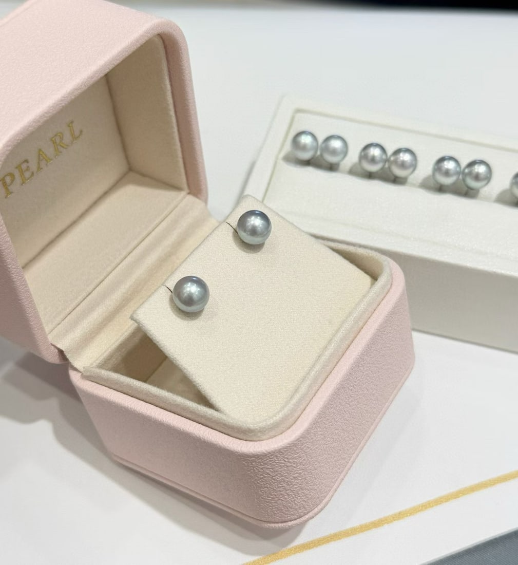 South Sea Pearl Stud Earrings, 7-8mm, Near-Round, S925 Silver Posts - 3