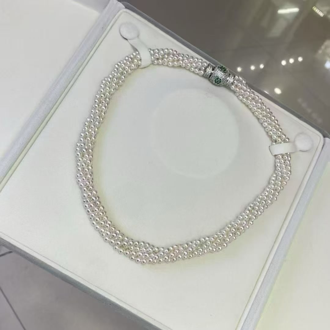 3-4mm Aurora Freshwater Pearl Baby Chain Necklace, Approx. 40cm: Title: 3-4mm Aurora Freshwater Pearl Baby Chain Necklace, Approx. 40cm Description: Elegant necklace featuring 3-4mm aurora freshwater pearls in a baby chain design. Length approximately 40cm. Pearls