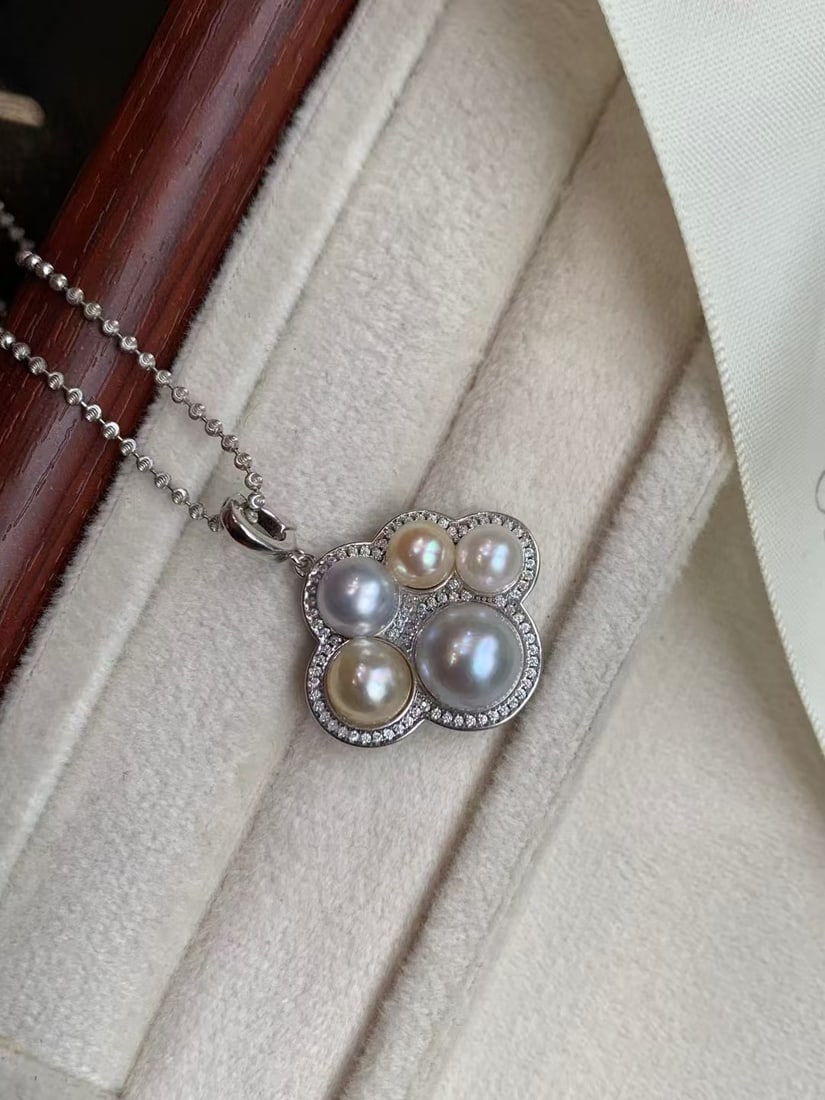 Cat Paw Pendant with 5-9mm Multicolor South Sea Akoya Pearls, S925 Silver - 2