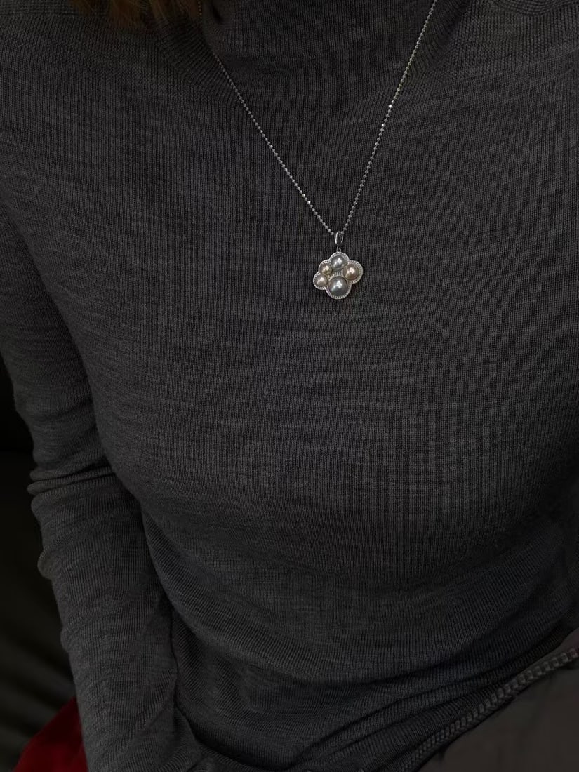 Cat Paw Pendant with 5-9mm Multicolor South Sea Akoya Pearls, S925 Silver - 3