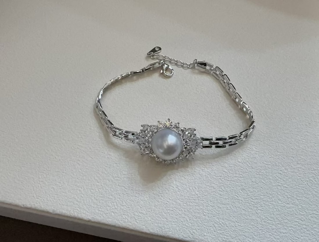 11-12mm Edison Pearl Necklace and Bracelet Set, Sterling Silver - 5