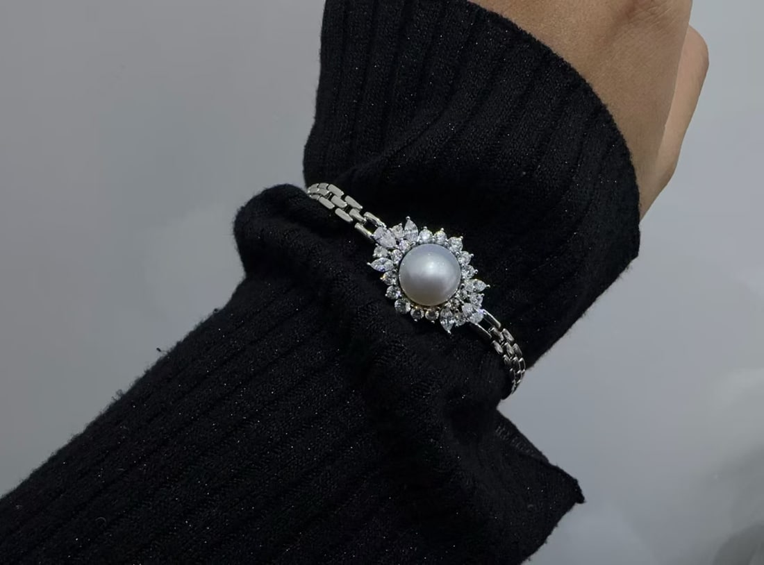 11-12mm Edison Pearl Necklace and Bracelet Set, Sterling Silver - 7