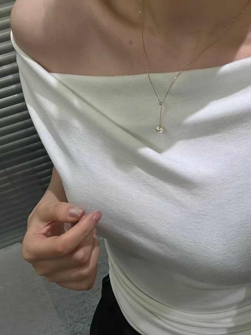 Y-Shaped Necklace with 7-8mm Golden South Sea Akoya Pearls, 18K Gold - 4