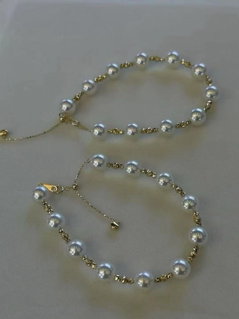 6-7mm Aurora Akoya Pearl "Starry Sky" Bracelet, S925 Sterling Silver - 2