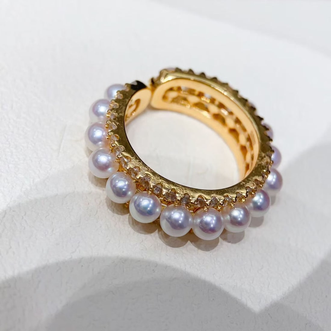 Full Circle Bracelet or Necklace with 17 x 3.5-4mm Aurora Freshwater Pearls, Sterling Silver - 2