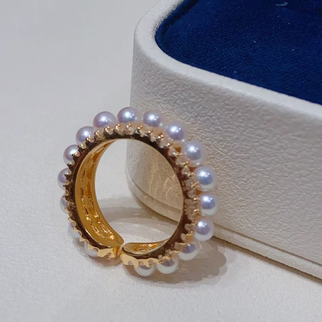 Full Circle Bracelet or Necklace with 17 x 3.5-4mm Aurora Freshwater Pearls, Sterling Silver - 4