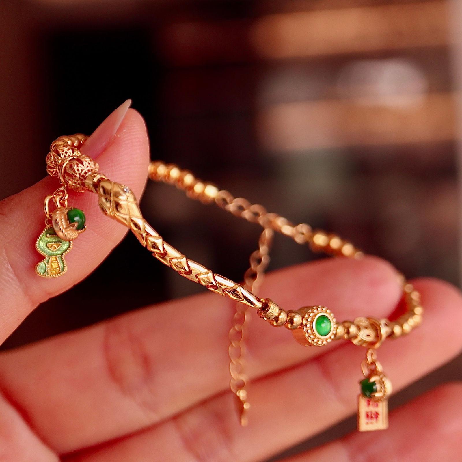 Natural Titanium Crystal Square Ring with 18K Gold and Diamond Inlay, 13x12mm - 7