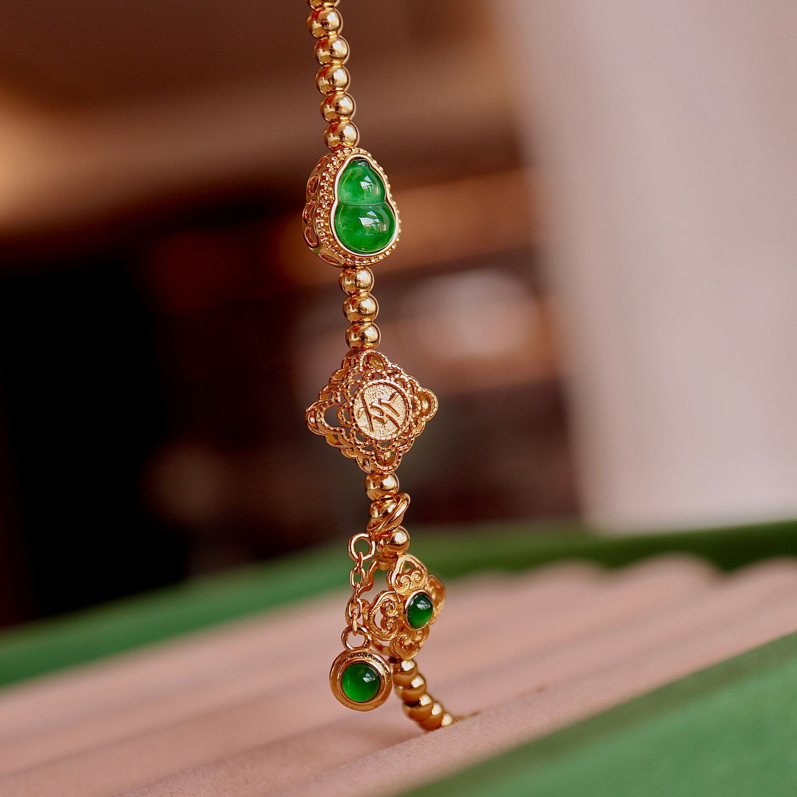 Gold Obsidian Bead Bracelet - 10