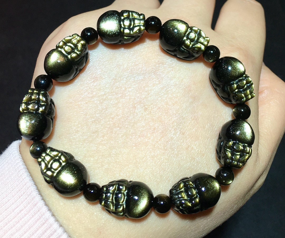 Gold Obsidian Bead Bracelet - 2