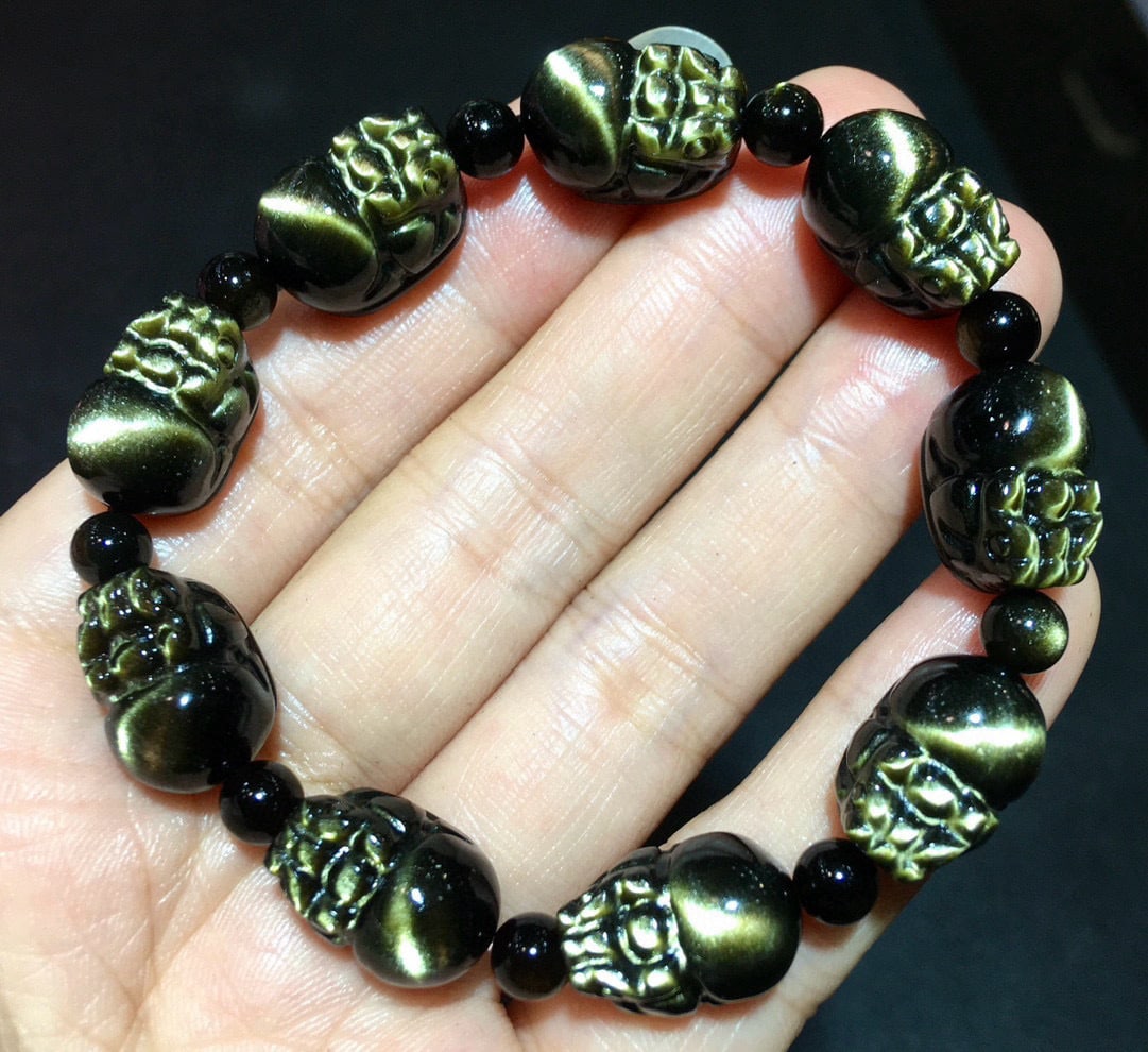Gold Obsidian Bead Bracelet - 4