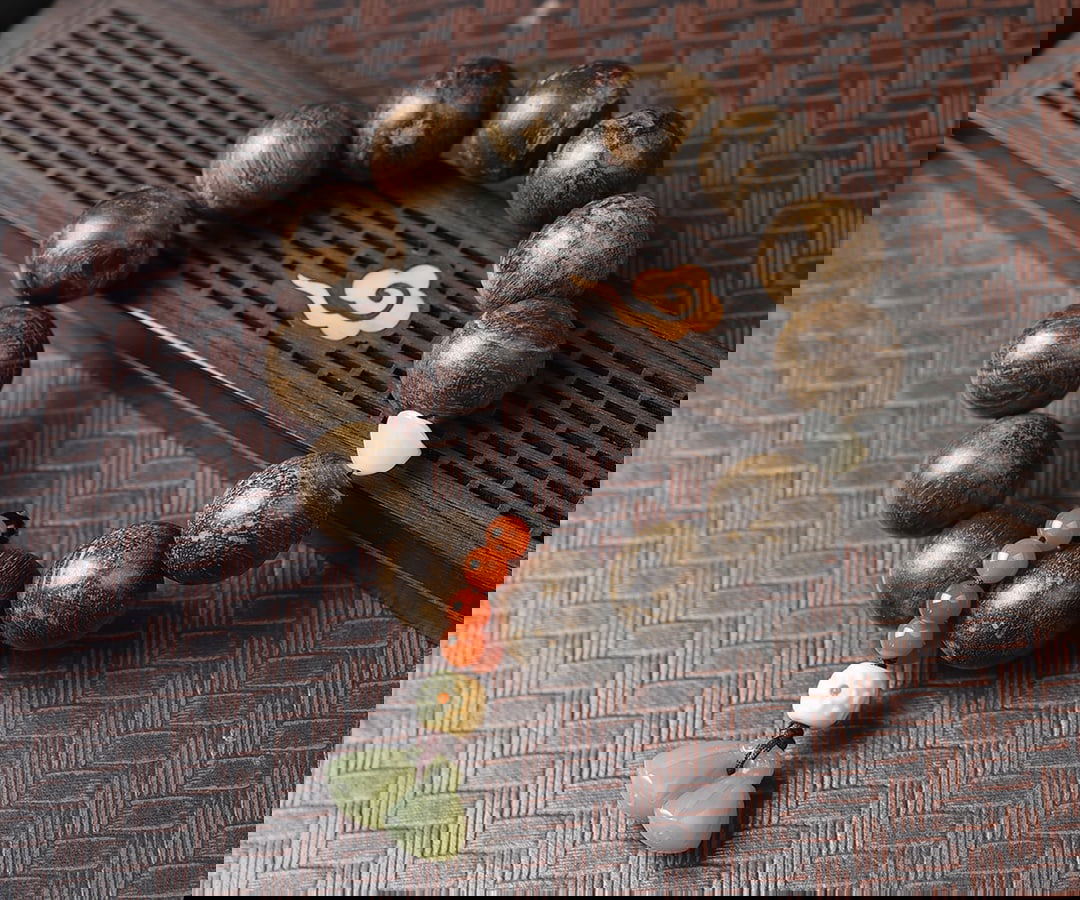 Natural Agarwood Bead Bracelet with Hetian Jade, Red Agate, and Gold Jade Carvings, 18mm Beads, - 4