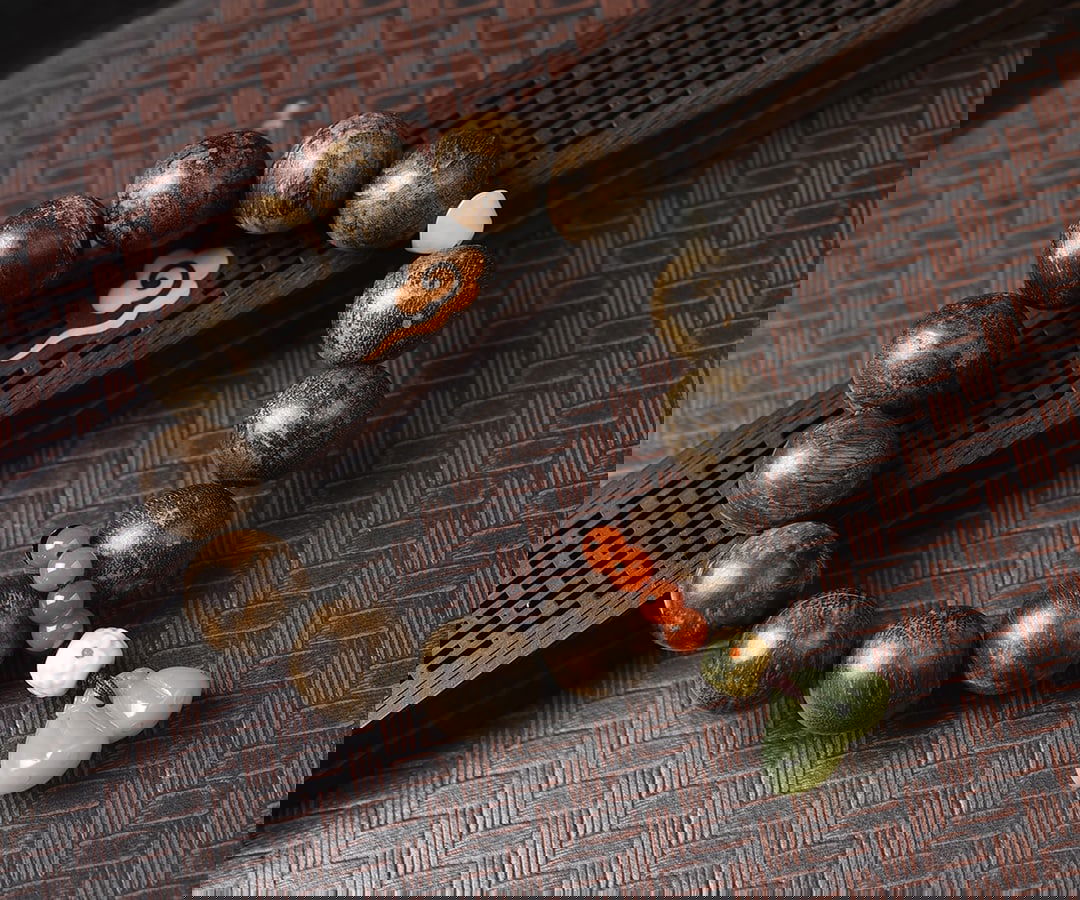 Natural Agarwood Bead Bracelet with Hetian Jade, Red Agate, and Gold Jade Carvings, 18mm Beads, - 5