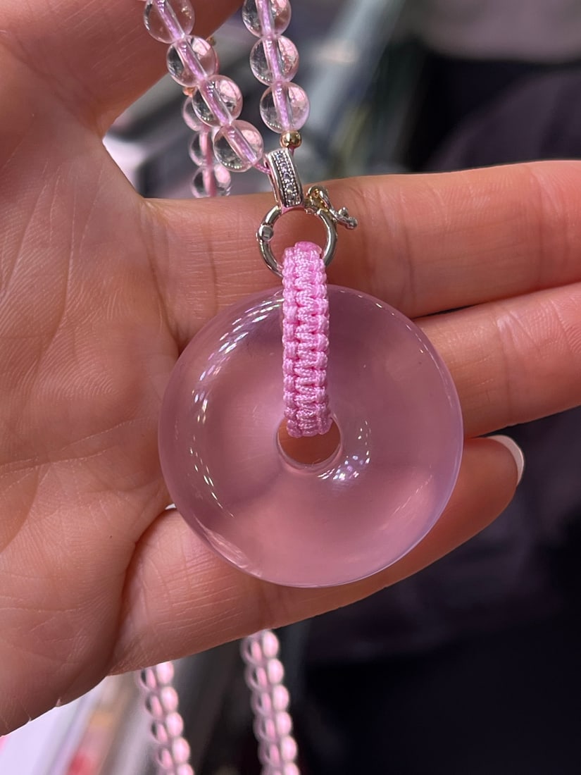 Natural Mozambique Star Ruby Carved "Peace" Pendant with 35x11mm Beads, Fashion Crystal Necklace - 2