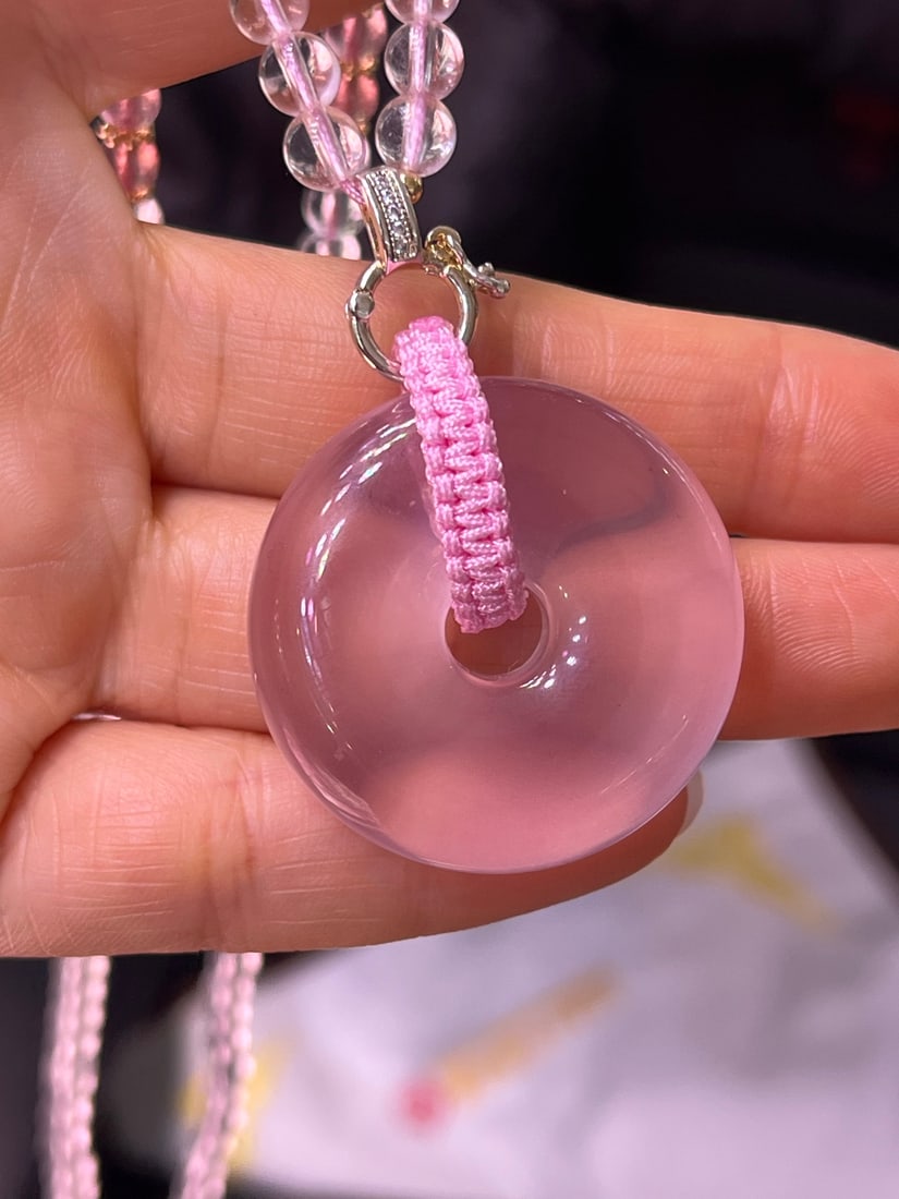 Natural Mozambique Star Ruby Carved "Peace" Pendant with 35x11mm Beads, Fashion Crystal Necklace - 3