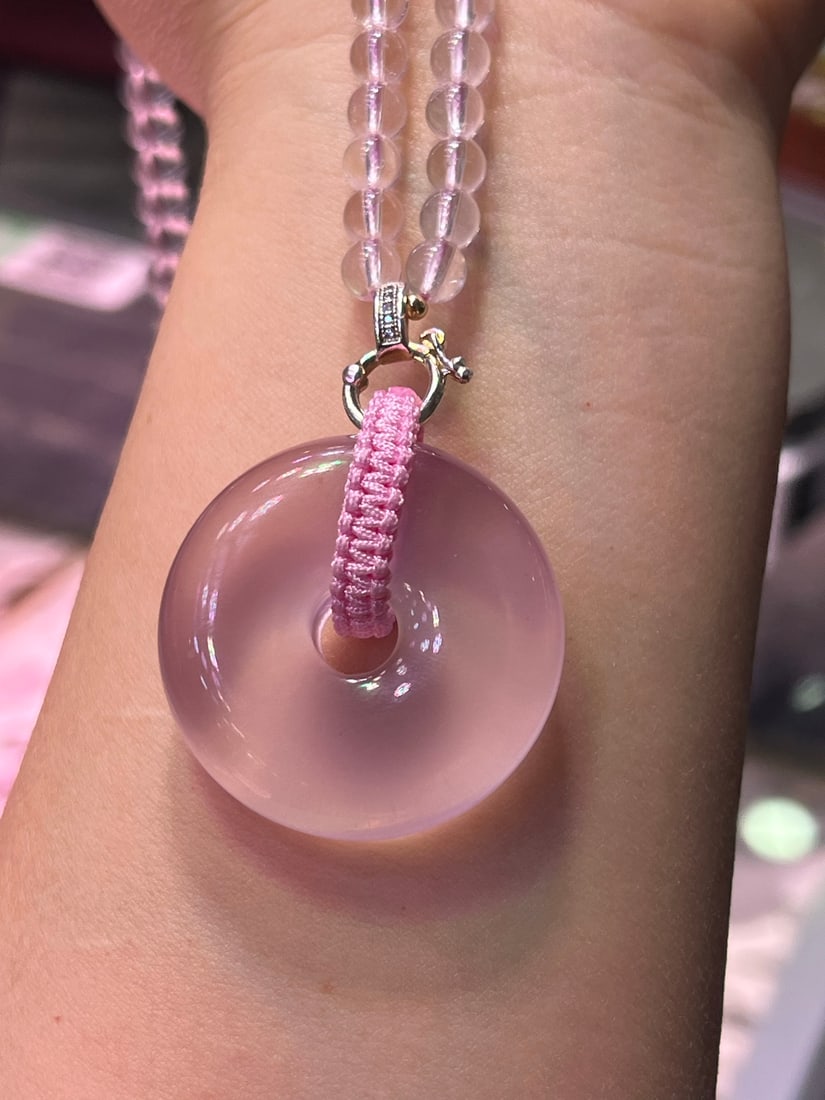 Natural Mozambique Star Ruby Carved "Peace" Pendant with 35x11mm Beads, Fashion Crystal Necklace - 4