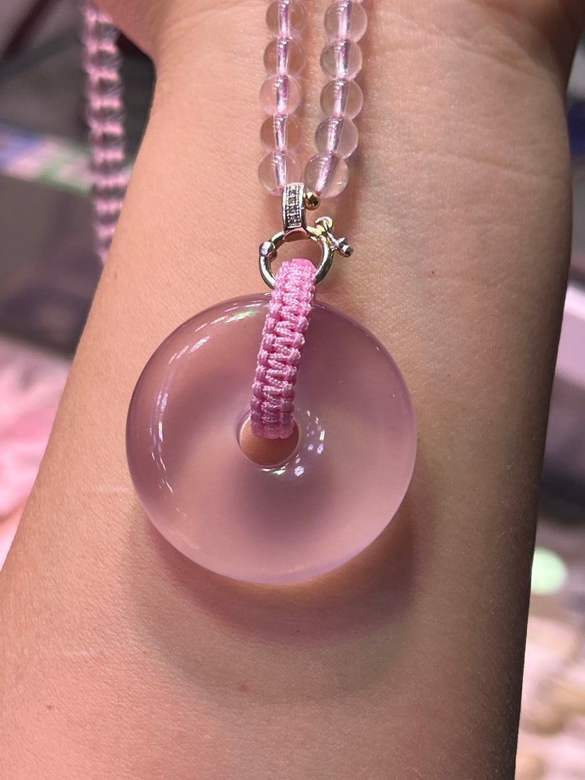 Natural Mozambique Star Ruby Carved "Peace" Pendant with 35x11mm Beads, Fashion Crystal Necklace - 5