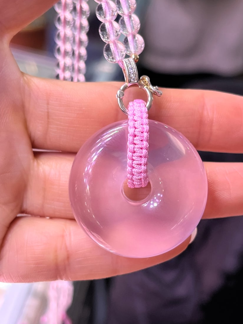 Natural Mozambique Star Ruby Carved "Peace" Pendant with 35x11mm Beads, Fashion Crystal Necklace - 9