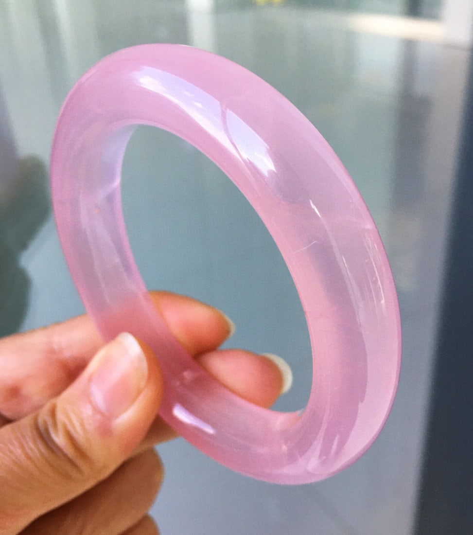 Natural Rose Quartz Bangle Bracelet, 55.5mm Inner Diameter, 14x12mm, 69g, Starry Effect (1 of 9)