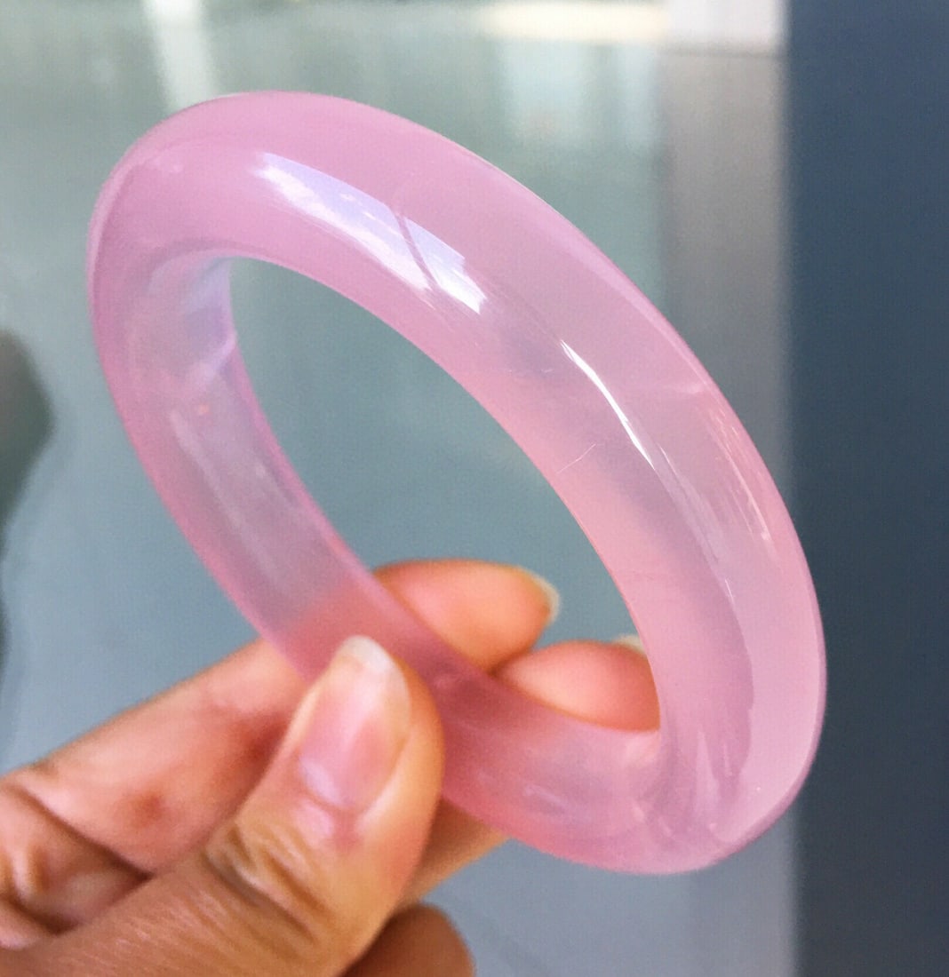 Natural Rose Quartz Bangle Bracelet, 55.5mm Inner Diameter, 14x12mm, 69g, Starry Effect - 5