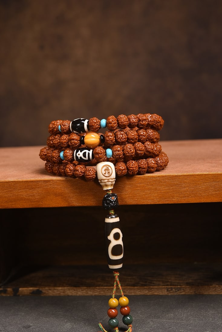 108-Bead Multi-Strand Vajra Bodhi Bracelet/Necklace, 9+mm Beads, Approx. 66.66g - 3