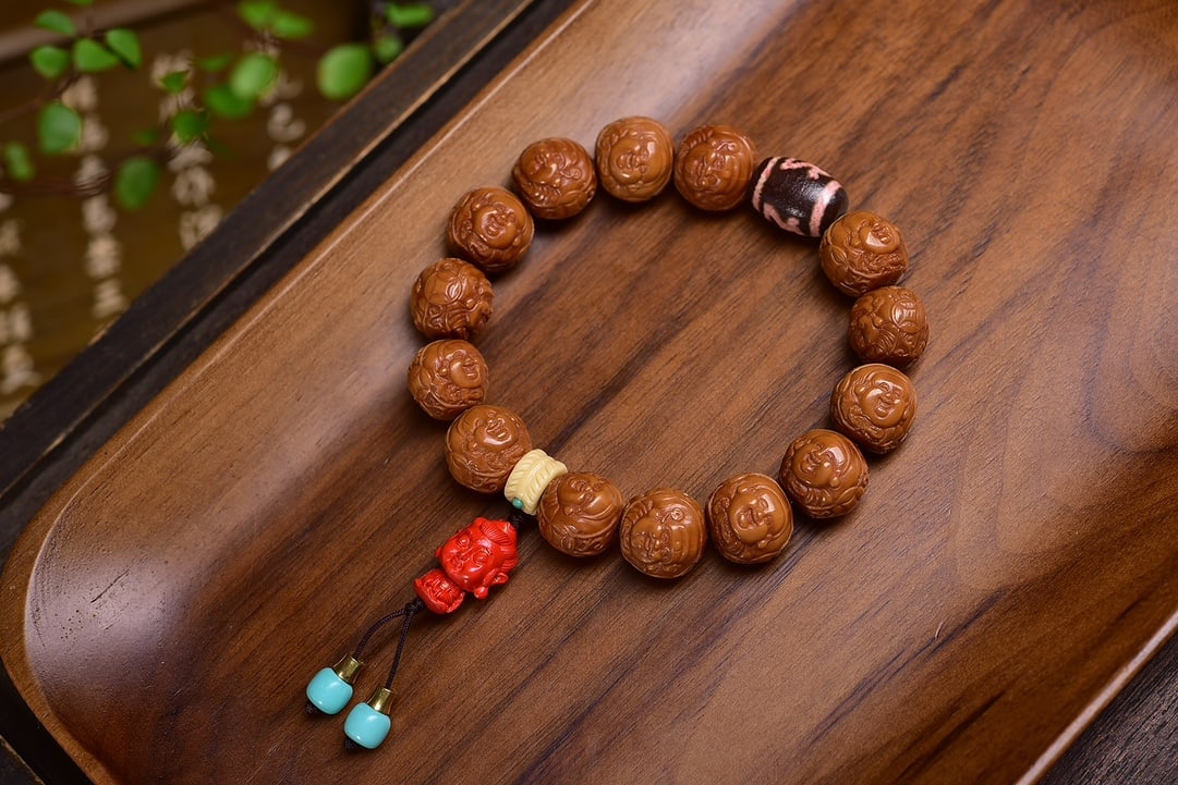 Natural Wood Bead Bracelet, 14mm Beads, 33.88g - Handcrafted Wooden Jewelry - 2