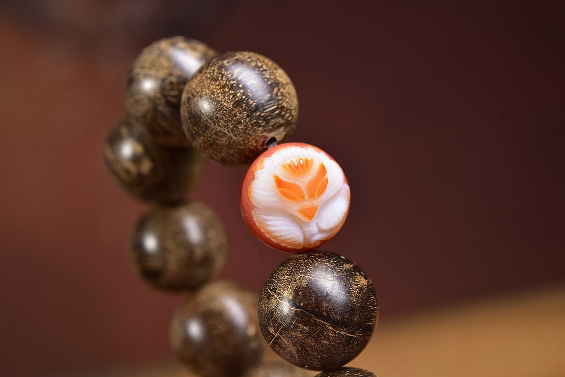 Natural Agarwood Bracelet, 18mm Beads, 50.41g - Premium Wild Old-Stock Nine-Part Agarwood - 4